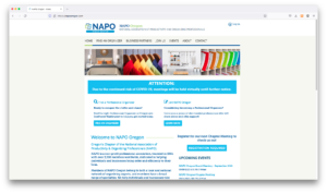 The Wild Apricot website for NAPO Oregon after its migration from WordPress